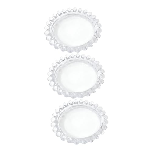 FUNNETOYU 3 Stück Glasplatten mit Perlenrand Transparente Snack und Dessertteller Vielseitig für Restaurant Servieren und Dekoration Kompakt für Kleine Zusammenkünfte und Outdoor Einsatz von FUNNETOYU