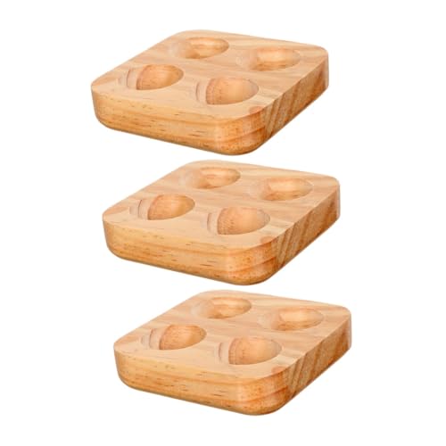 FUNNETOYU 3 Stück Holz Eierablage Eieraufbewahrung Kühlschrank Eierbehälter Stoßfest Küchenorganizer für Arbeitsplatte und Kühlschrank mit Übersichtlichem Design von FUNNETOYU