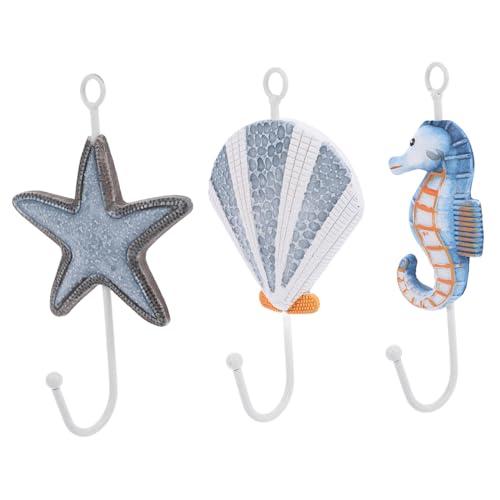 FUNNETOYU 3 Stück Mediterrane Wandhaken aus Harz und Metall Stranddekor mit Muschel Seestern und Meeresbewohnern wandmontierte Handtuch und Mantelhaken für Bad Schlafzimmer Wohnzimmer FUNNETOYU 3 Stück Mediterrane Wandhaken aus Harz und Metall Stranddekor mit Muschel Seestern und Meeresbewohnern wandmontierte Handtuch und Mantelhaken für Bad Schlafzimmer Wohnzimmer von FUNNETOYU