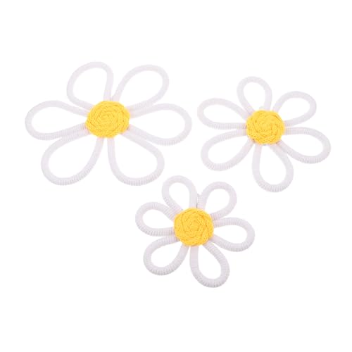 FUNNETOYU 3 Stück Teiliges Boho Blumen Wandbild aus Baumwollgarn Weiche Kinderzimmer Wanddekoration Einfache Aufhängung Gemütliche Deko für Mädchenzimmer von FUNNETOYU