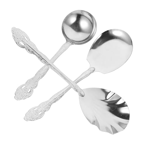 FUNNETOYU 3 Stück Teiliges Edelstahl Servierbesteck mit Suppenlöffel Schöpflöffel und Buffetlöffel Glatte Kanten Leicht und Komfortabel Vielseitig für Suppe Reis und Speisen FUNNETOYU 3 Stück Teiliges Edelstahl Servierbesteck mit Suppenlöffel Schöpflöffel und Buffetlöffel Glatte Kanten Leicht und Komfortabel Vielseitig für Suppe Reis und Speisen von FUNNETOYU