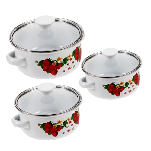 FUNNETOYU 3 Stück Teiliges Emaille Mini Suppentopf Set mit Zwei Griffen Flacher Boden für Milch Nudeln Suppe und Saucen Ergonomisches Design Verbrennungsfunktion Zufälliges Muster FUNNETOYU 3 Stück Teiliges Emaille Mini Suppentopf Set mit Zwei Griffen Flacher Boden für Milch Nudeln Suppe und Saucen Ergonomisches Design Verbrennungsfunktion Zufälliges Muster von FUNNETOYU