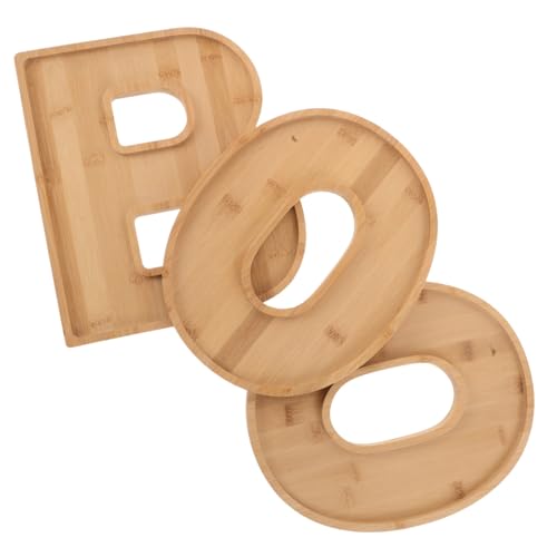FUNNETOYU 3 Stück Teiliges Halloween Food Serving Tray aus Holz Boo Buchstaben Design Vielseitige Charcuterie Boards für Snacks Käse Obst Süßigkeiten Dekorative Partyplatten Einfach zu von FUNNETOYU