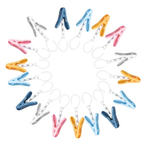 FUNNETOYU 30 Stück Teiliges Bunte Mehrzweck Wäscheklammern mit Haken Wiederverwendbare Klammern für Kleidung Hüte Handtücher und Haushaltstextilien Kompakt und Vielseitig für Reise und von FUNNETOYU