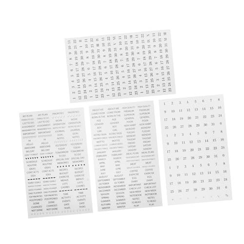 FUNNETOYU 4 Blätter Tagebuch-planer-aufkleber Pads Erwachsene Gewohnheits-tracker-tagebuch Tageskalender-aufkleber Planeraufkleber Ästhetisch Tägliche Aufkleber Zubehör Mutter Pvc Schwarz von FUNNETOYU