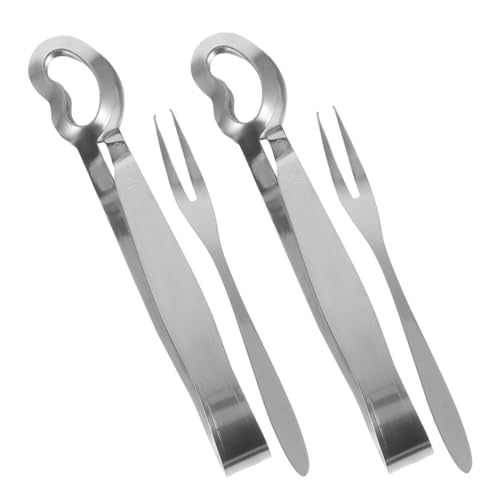 FUNNETOYU 4 STÜCKE Schneckenbesteck Set Teilig Edelstahl Schneckenzange und Gabel für Zuhause und Restaurant Servieren von Meeresfrüchten Langlebig Spülmaschinenfest Vielseitig von FUNNETOYU