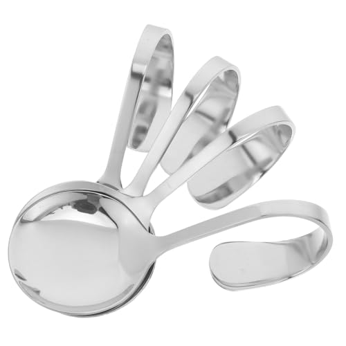 FUNNETOYU 4 Stück Edelstahl Servierlöffel mit Gebogenem Griff Robust und Formstabil für Vorspeisen Salate und Desserts in Restaurants und Cafés von FUNNETOYU
