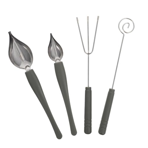 FUNNETOYU 4 Stück Edelstahl Teiliges Saucenlöffel mit Schokoladen und Candy Dipping Tools Glatte Oberfläche Leicht zu Reinigen für Kuchen Dekoration und Kulinarische Anwendungen von FUNNETOYU