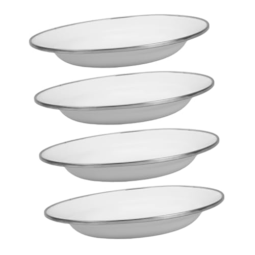 FUNNETOYU 4 Stück Emaillegeschirr Nachtisch Teller Tablett Gericht retro Emailware gehämmert Aufschlag runden Snack emailliert Emaille-Geschirr für den Außenbereich Platte Weiß FUNNETOYU 4 Stück Emaillegeschirr Nachtisch Teller Tablett Gericht retro Emailware gehämmert Aufschlag runden Snack emailliert Emaille-Geschirr für den Außenbereich Platte Weiß von FUNNETOYU