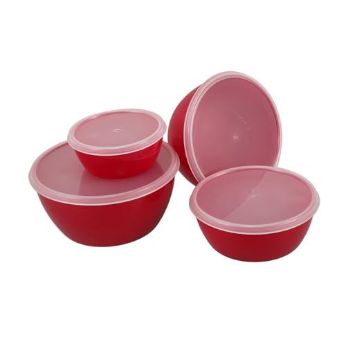 FUNNETOYU 4 Stück Frischeschüssel Salatschüssel Große Schüssel Mit Deckel Rührschüssel Rosa Ineinander Stapelbare Rührschüsseln Kleine Rührschüsseln Frischhaltebehälter Mit Deckel von FUNNETOYU