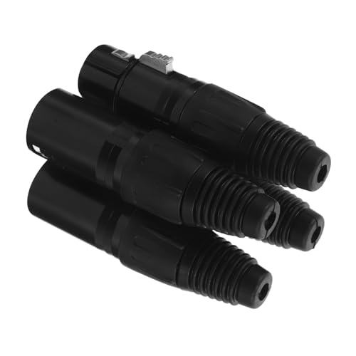 FUNNETOYU 4 Stück Fünfkernkopf Audiomikrofonadapter Stereo Mikrofonanschluss Stereo Audioadapter Audiokabel Steckdose Mikrofonsteckeradapter Xlr Enden Schwarzer Kunststoff von FUNNETOYU