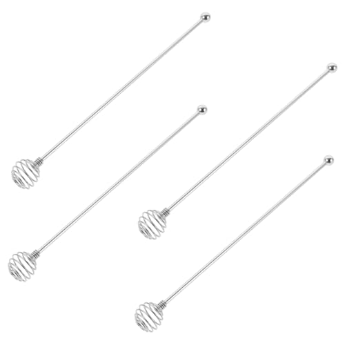 FUNNETOYU 4 Stück Honigform Rührer Kaffee Frühlingsrührstab verdrehte multifunktionaler Rührstab Getränke Rührer BARTENDENTRUP STICK Stöcke für Cocktails umrühren Rostfreier Stahl Silber von FUNNETOYU