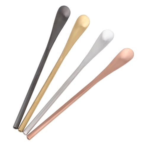 FUNNETOYU 4 Stück Kaffee Rührlöffel Kaffeerührer Geschlitzt Aufsehen Kaffee Rührenstöcke Kaffeemischer Mini Rührstäbchen Mischen Saft Rührstäbe Rostfreier Stahl Wiederverwendbar von FUNNETOYU