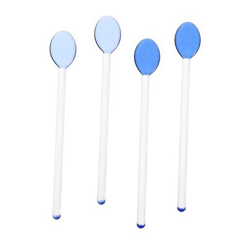 FUNNETOYU 4 Stück Lange Glaslöffel Kaffeelöffel für Dessert Milch und Suppe Hochtemperaturbeständig und Ergonomisches Design von FUNNETOYU