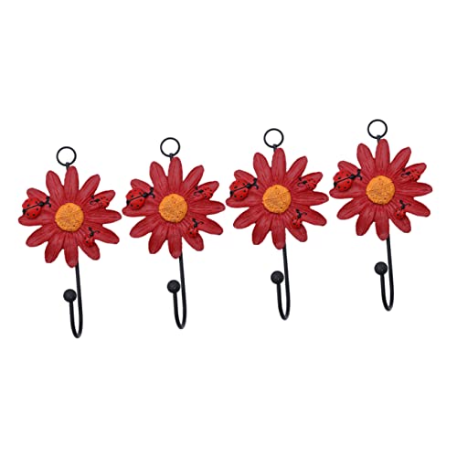 FUNNETOYU 4 Stück Rote Wandhaken aus Hochwertigem Harz mit Dekorativer Margeritenform Robuste Schlüssel und Handtuchhalter für Wohn Schlaf und Badezimmer Praktische und Stilvolle FUNNETOYU 4 Stück Rote Wandhaken aus Hochwertigem Harz mit Dekorativer Margeritenform Robuste Schlüssel und Handtuchhalter für Wohn Schlaf und Badezimmer Praktische und Stilvolle von FUNNETOYU