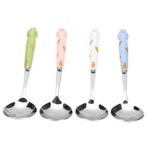 FUNNETOYU 4 Stück Teiliges Edelstahl Dessertlöffel mit Keramikgriff Niedliche Hasenform Vielseitige Eislöffel und Kaffeelöffel Glatte Oberfläche Farbiges Weiß Rosa Blau Grün Robust und FUNNETOYU 4 Stück Teiliges Edelstahl Dessertlöffel mit Keramikgriff Niedliche Hasenform Vielseitige Eislöffel und Kaffeelöffel Glatte Oberfläche Farbiges Weiß Rosa Blau Grün Robust und von FUNNETOYU