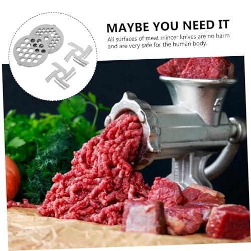 FUNNETOYU 4 Stück Teiliges Edelstahl Fleischwolf Messer Scharfe Schneidplatten für Elektrischen Fleischwolf Langlebige Fleisch Zubehör Einfache Montage Schnelle und Sichere von FUNNETOYU