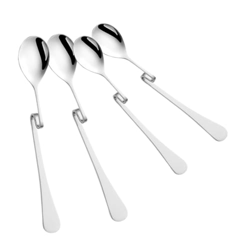 FUNNETOYU 4 Stück Teiliges Edelstahl Kaffee Löffel Gebogenes Design zum Einhängen Robust und Korrosionsbeständig für Kaffee Espresso und Getränke in Haushalt und Restaurant von FUNNETOYU