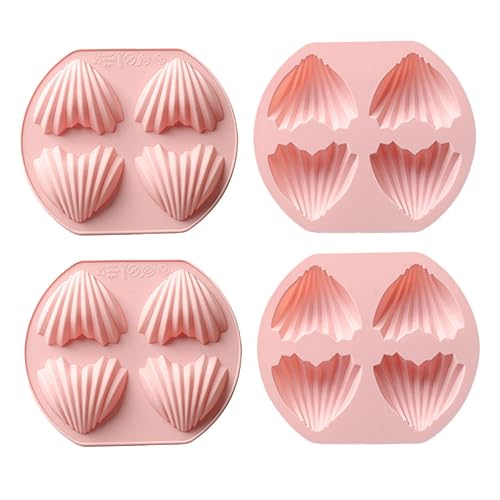 FUNNETOYU 4 Stück Teiliges Herzform Silikon Backform Fach Kuchenform für Madeleine Muffins und Fondant für Backliebhaber von FUNNETOYU