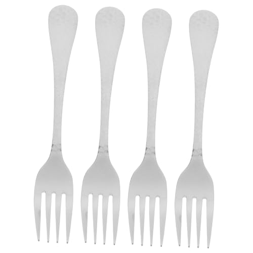FUNNETOYU 4 Stück Teiliges Kleine Edelstahl Gabeln mit Gehämmerter Oberfläche Spülmaschinenfest Rutschfester Griff Modern Stilvolle Silberbestecke für Küche und Restaurantgebrauch von FUNNETOYU