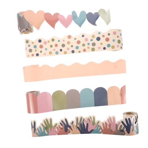 FUNNETOYU 5 Rollen Bulletin Board Border Sticker Set Wasserdichte Pinnwand Dekoration Selbstklebende Bordüre für Klassenzimmer Wanddeko für und von FUNNETOYU
