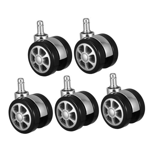 FUNNETOYU 5 Stück Bürostuhl Möbelrollen Schwerlast Leise Swivel Caster Räder für Schreibtischstuhl Gamingstuhl Parkett Teppich Fußbodenschutz von FUNNETOYU
