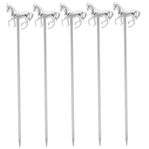 FUNNETOYU 5 Stück Cocktaildekorationszeichen Wiederverwendbar Martini Snack Spieß Wählen Mixologie Wählt Für Zubehör Stöcke Früchte Pflücken Picks Trinken Silber Rostfreier Stahl von FUNNETOYU