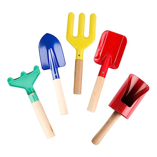 FUNNETOYU 5 Stück Kindergartengruppe für Kindergarten Gartengeräte für Kleinkinder Gartenrechen für Kleiner Laubrechen kleine Gartengabel Kinderwerkzeug Kind Rake Rechen Holz von FUNNETOYU