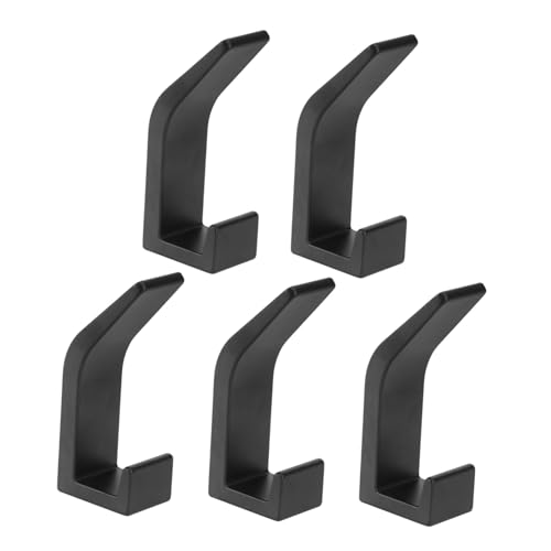 FUNNETOYU 5 Stück Schwarze Wandhaken aus Aluminium Vielseitige Wandmontage für Bad Schlafzimmer Küche Rostfrei Selbstklebend für Handtücher Mäntel Hüte und Taschen von FUNNETOYU