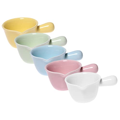 FUNNETOYU 5 Stück Teiliges Mini Keramik Milchkrug mit Griff Saucenkännchen für Milch Sirup Soßen und Dressing Robuste und Dekorative Kaffeekanne Farben von FUNNETOYU