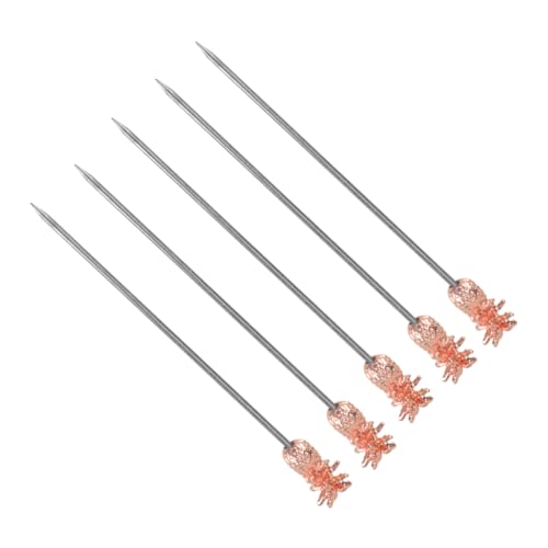 FUNNETOYU 5 Stück Teiliges Wiederverwendbare Edelstahl Cocktail Spieße Roségold Robuste Fruchtgabeln für Party Bar Fingerfood und Dessert Langlebig Rostfrei Vielseitig für Snacks und Salate von FUNNETOYU