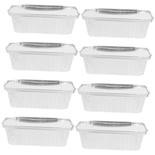 FUNNETOYU 50 Stück Aluminiumfolie mit Deckel Hitzebeständig Rechteckige Back und Aufbewahrungsboxen Geeignet für Grill Ofen Airfryer Picknick und Party von FUNNETOYU