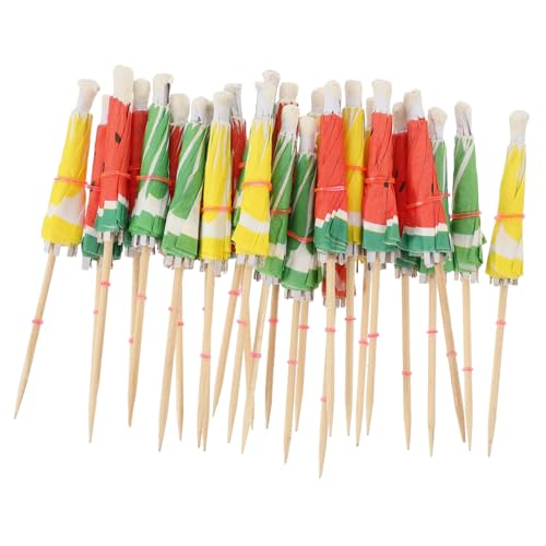 FUNNETOYU 50 Stück Cocktail Regenschirm Zahnstocher Bunte Parasol Frucht Picks für Sommer Hawaii und Cocktail Zubehör für Drinks und Snacks von FUNNETOYU