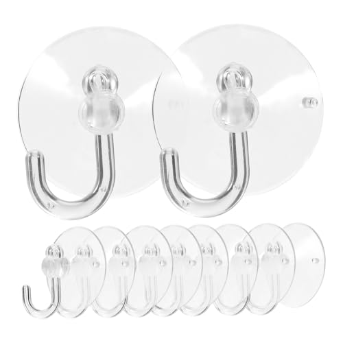 FUNNETOYU 50 Stück Saugnapfhaken Transparent Kunststoff Wiederverwendbar Stark Tragfähig für Badezimmer Dusche Fenster Tür Ohne Bohren Organizer Haken für Handtuch Schlüssel Tasche von FUNNETOYU