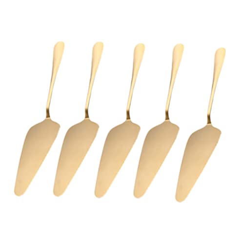 FUNNETOYU 5Stücke Pizzaschaufel Teiliges Multifunktionale Kuchenspatel mit Ergonomischem Design und Gezackter Klinge für Pizza und Kuchen Goldfarben von FUNNETOYU