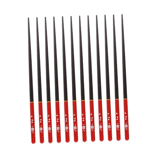 FUNNETOYU 6 Paare Japanische Essstäbchen Lang Für Speisen Serviert Essstäbchen Erwachsene Stöcke Essstäbchen Wiederverwendbar Schwarz Kochen Essstäbchen Selbst Bedruckt Hölzern Rot von FUNNETOYU