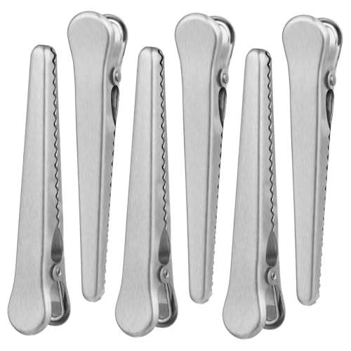 FUNNETOYU 6 Stück Teiliges Edelstahl Lebensmittel Verschlussclips Wiederverwendbare Beutelklammern für Snacks und Tüten Rostfreie Haushalts Clamps für Frische Lebensmittelaufbewahrung von FUNNETOYU