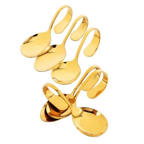 FUNNETOYU 6 Stück Teiliges Edelstahl Löffel mit Gebogenem Griff Innovative Aufrechte Design Langlebig und Vielseitig für Meeresfrüchte Buffet Party und Restaurant Rutschfest und Praktisch von FUNNETOYU