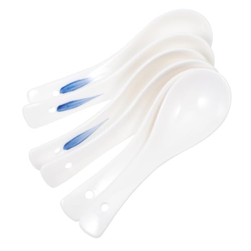 FUNNETOYU 6 Stück Teiliges Keramik Suppenlöffel Retro Design Glatte Oberfläche Spülmaschinenfest für Restaurant und Haushalt Vielseitig Einsetzbar Poliert Weiß und Handbemalt FUNNETOYU 6 Stück Teiliges Keramik Suppenlöffel Retro Design Glatte Oberfläche Spülmaschinenfest für Restaurant und Haushalt Vielseitig Einsetzbar Poliert Weiß und Handbemalt von FUNNETOYU
