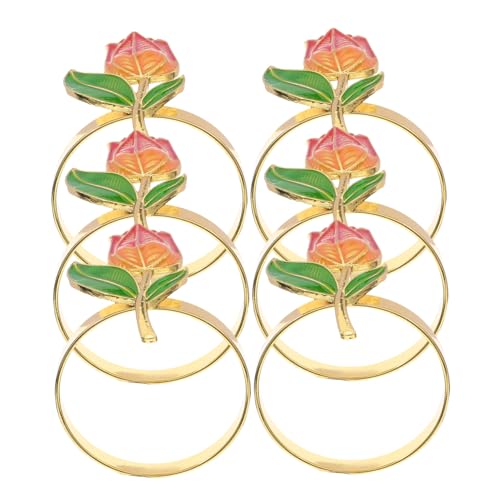 FUNNETOYU 6 Stück Teiliges Metall Serviettenringe mit Blumenform Langlebige Zinklegierung Serviettenschnallen Wiederverwendbare Napkin Rings für Hochzeit Party Valentinstag Tischdekoration von FUNNETOYU