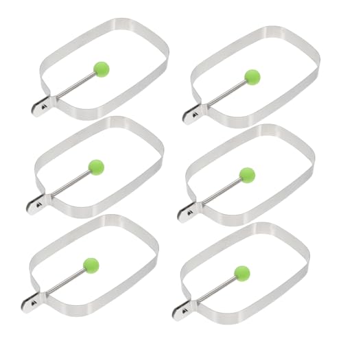 FUNNETOYU 6 Stück Teiliges Set Eierformen Antihaft Spiegelei Ringe für Kreative Frühstücksgerichte für Camping und Zuhause mit Faltbarem Griff Silber von FUNNETOYU