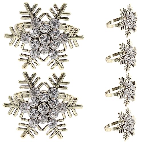 FUNNETOYU 6 Stück Teiliges Weihnachts Serviettenringe aus Legiertem Dekorative Schneeflocken Serviettenhalter für Festliche Tischdekoration bei Dinner Restaurant und Zuhause von FUNNETOYU
