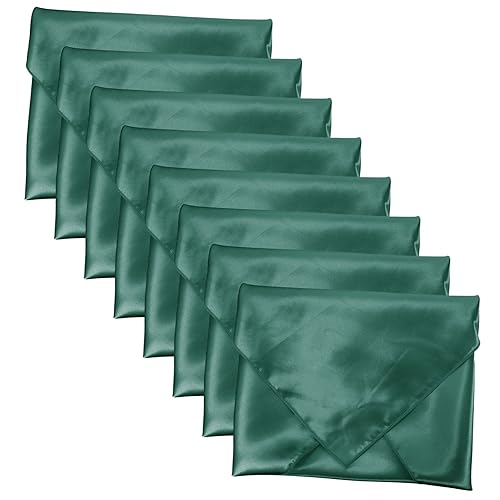 FUNNETOYU 8 Stück Stoffserviette Wiederverwendbare Servietten Abendessen Servietten Dinner Servietten Tuch versprechen Party Tischdecken Servietten Nachmittagstee Servietten Satinsatin Grün von FUNNETOYU