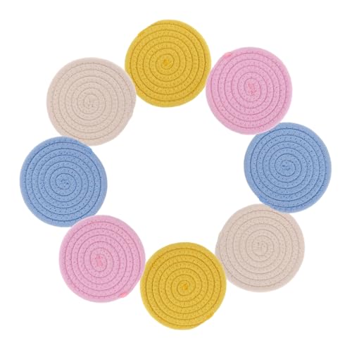 FUNNETOYU 8 Stück Teiliges Tischset Geflochtene Baumwollseil Platzsets Hitzebeständig und Isolierend für Esstisch Küchendekoration in Rosa Gelb Beige FUNNETOYU 8 Stück Teiliges Tischset Geflochtene Baumwollseil Platzsets Hitzebeständig und Isolierend für Esstisch Küchendekoration in Rosa Gelb Beige von FUNNETOYU