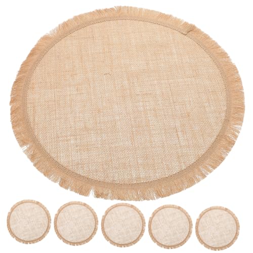 FUNNETOYU 8 Stück Tischset Tischläufer Tischdecke Jute -placemat Spitze Platzdeckchen Außen -placematen Natürliche Taschen Sackleinen -Taschen Spitze Tischtuch Placemats Beige Polyester von FUNNETOYU
