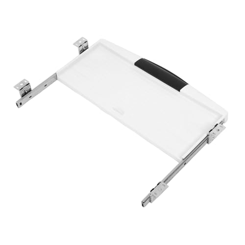 FUNNETOYU Ausziehbare Tastaturschublade für Schreibtisch mit Stabilem Untertisch Keyboard Tray Platzsparend und Einsetzbar für Büro und Home Office Weiß mit Breitem Silbergleitschiene von FUNNETOYU
