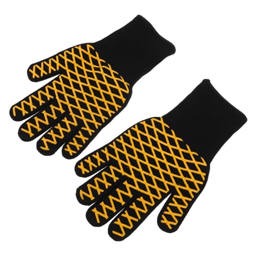 FUNNETOYU BBQ Silikon Ofenhandschuhe Hitzebeständig und Flammschutz rutschfest Mikrowelle Backofen Grillhandschuhe für Grillen Kochen Backen Campfire von FUNNETOYU