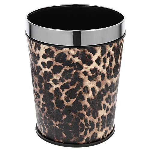 FUNNETOYU Badezimmer Mülleimer ohne Deckel Retro Abfalleimer mit Leopardenmuster für Büro und Bad Leichter und Kompakter Müllbehälter für Papier und Abfälle von FUNNETOYU