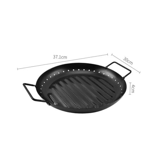 FUNNETOYU Bbq Grillpfanne aus Langlebigem Stahl Antihaftbeschichtete Grillplatte für Outdoor Camping Einfache Reinigung für Gasgrill und Praktische Runde Barbecue Pfanne von FUNNETOYU