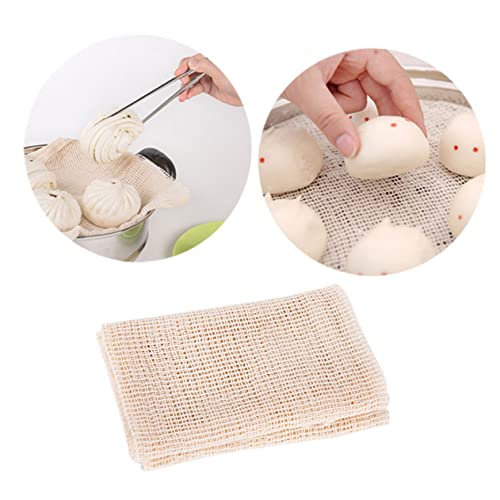 FUNNETOYU Beige Einlagige Baumwoll Dampftuch Wiederverwendbar Temperaturbeständig Antihaftbeschichtet Geeignet für Gedämpfte Teigtaschen und Dampfgarer im Haushalt von FUNNETOYU